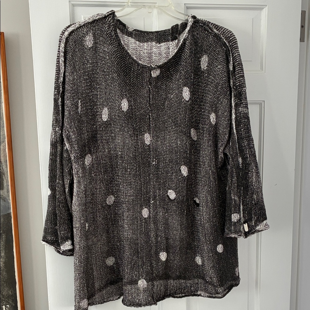 Elegant Black and White Polka Dot Sweater
